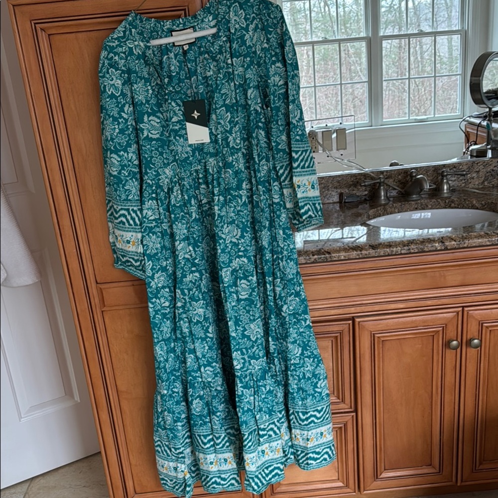 Teal Floral Maxi Dress NWT